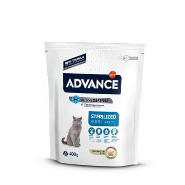 ADVANCE Cat Sterilized Adult, Curcan, hrană uscată pisici sterilizate ADVANCE Sterilized Adult, Curcan, hrană uscată pisici sterilizate, 400g