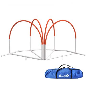 PawHut Kit de Antrenament cu Obstacole pentru Animale de Companie, Set Echipament de Agilitate pentru Câini, 89x69x99 cm, Portoccaliu | Aosom Romania