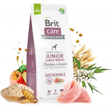 BRIT CARE Sustainable JUNIOR Large Breed, cu Pui şi Insecte