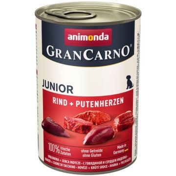 GRANCARNO JUNIOR, conservă cu Vită şi Inimă de Curcan 400g