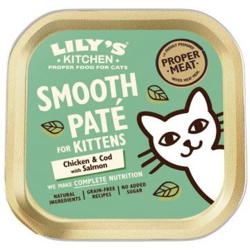 LILY'S KITCHEN Smooth Pat pentru pisici KITTEN, Cod şi Pui 85g