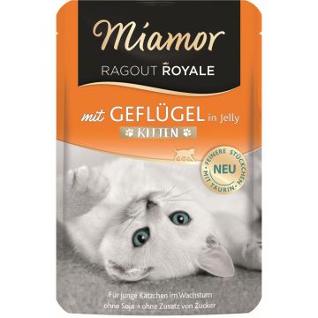 MIAMOR Ragout Plic KITTEN, inimi de Pui în gelatină 100g