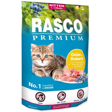 RASCO Premium Hrană pentru KITTEN, cu Pui şi Afine