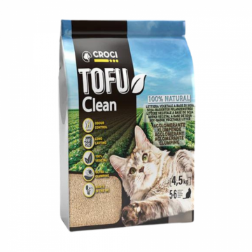 Asternut igienic pentru pisici Croci Tofu Clean, Vegetal, 4.5kg, 10L