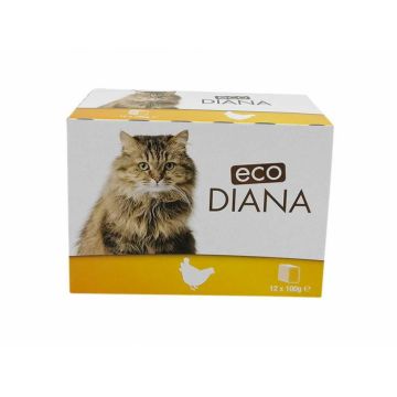 Hrana umeda pentru pisici Eco Diana, Pui, 12 x 100g