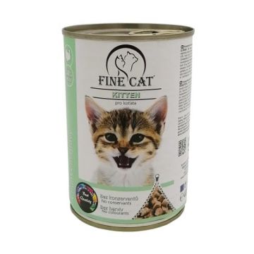 Hrana umeda pentru pisici Fine Cat Kitten, Curcan, 415g