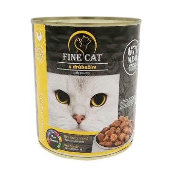 Hrana umeda pentru pisici Fine Cat, Pui, 830g