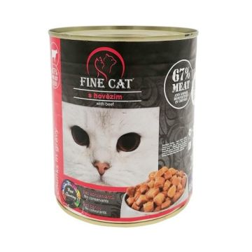 Hrana umeda pentru pisici Fine Cat, Vita, 830g