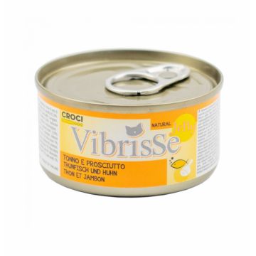 Hrana umeda pentru pisici Vibrisse Jelly, Ton si sunca de pui in aspic, 6 x 70g