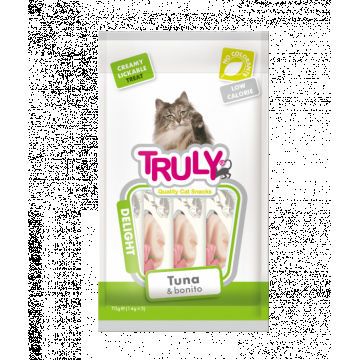 Recompense cremoase pentru pisici, Truly, ton si peste bonito, 14g x 5 bucati