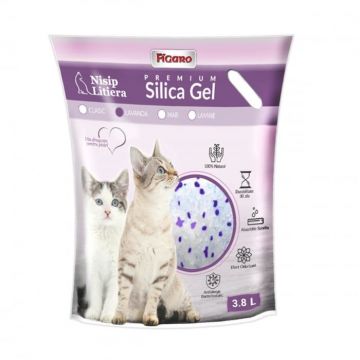 Asternut pentru litiera pisici nisip silica-gel figaro premium 3.8l- Lavanda
