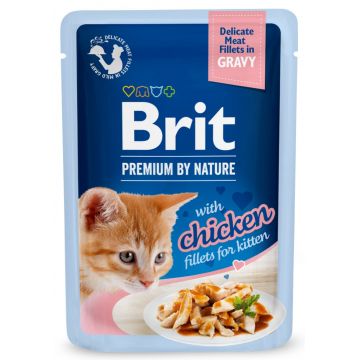 BRIT PREMIUM By Nature plic KITTEN, file fraged de Pui în sos 85g