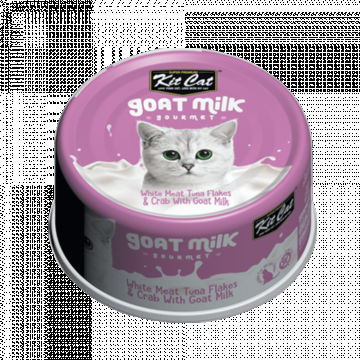 Hrana umeda pentru pisici, Kit Cat Goat Milk Gourmet, Ton Alb  Crab cu Lapte de Capra, 70g