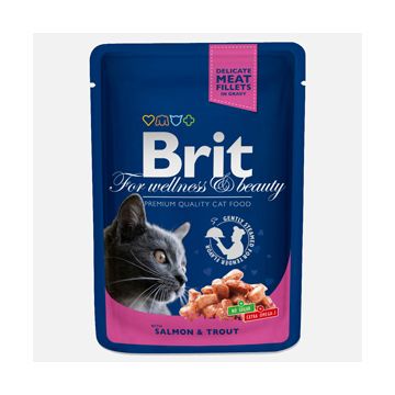 Brit Premium Cat plic cu carne de somon si pastrav 100 gr