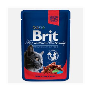 Brit Premium Cat plic cu carne de vita si mazare 100 gr