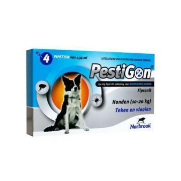 Pestigon Caine M, 10-20 Kg, Cutie cu 4 Pipete