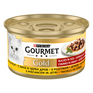 Purina Gourmet Gold Pui si Ficat in Sos 85 Gr