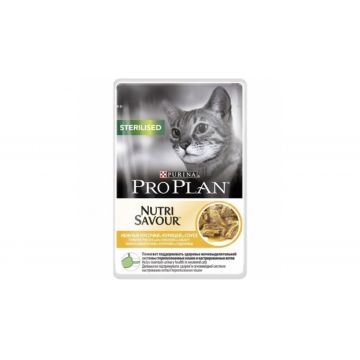 Purina Pro Plan Nutrisavour Pisici Sterilizate Plic cu Pui, 10 X 85 Gr