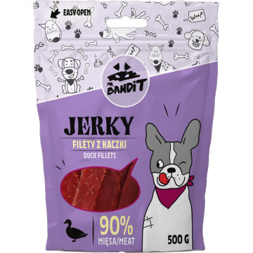 Recompense pentru caini Mr. Bandit JERKY, rata, 500g