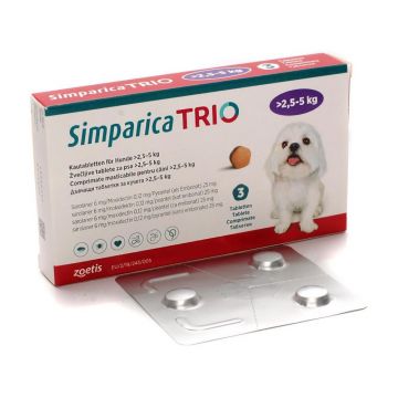 Simparica Trio Caine 2,5-5 Kg 1 Tableta x 6 Mg