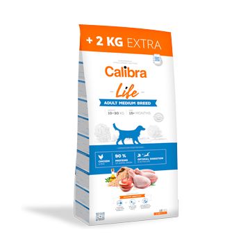 Calibra Dog Life Adult Medium Breed Chicken 12 plus 2 kg