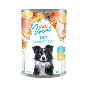 Calibra Dog Verve GF Adult Salmon and Turkey 400 g conserva