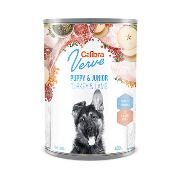 Calibra Dog Verve GF Junior Turkey and Lamb 400 g conserva