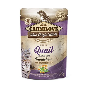 Carnilove Cat Pouch Rich in Quail With Dandelion for Sterilised 85 g