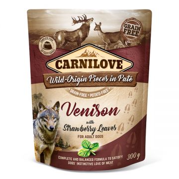 Carnilove Dog Pouch Paté Venison with Strawberry Leaves 300 g