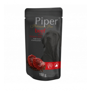 Hrana umeda Piper Platinum Pure, Vita si Orez brun, pachet 6 X 150 g