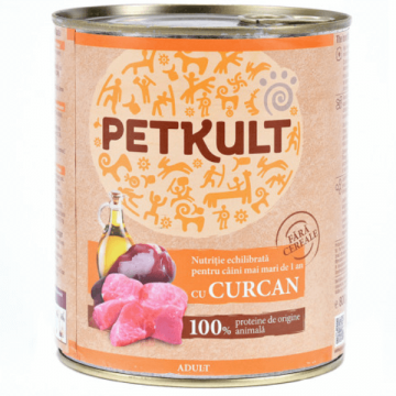 Petkult Conserva Caine Adult Cu Curcan 800 Gr