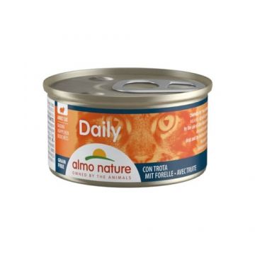 Almo Nature Daily Cat, conserva cu bucati de pastrav, set 12 X 85 g