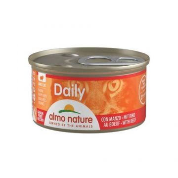 Almo Nature Daily Cat, conserva cu bucati de vita, set 12 X 85 g