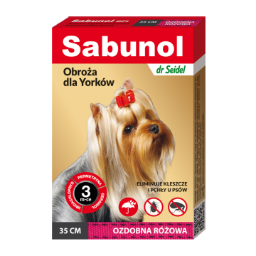 Zgarda antiparazitara caini, SABUNOL DOG GPI, 2-10 kg, roz, 35 cm