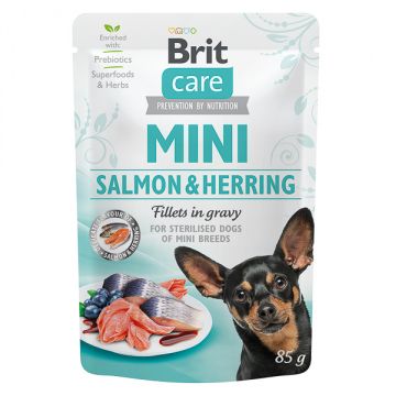 Brit Care Dog Mini Salmon and Herring Sterilised Fillets in Gravy 85 g