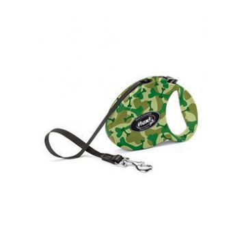 Lesa retractabila, cu banda - Flexi New Classic - M (25kg) - Camuflaj