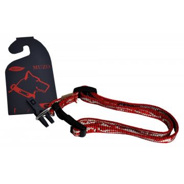 Zgarda nylon - rosu, bej - 4cmx44-71cm