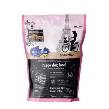 Bon Appetit Puppy - Pui si Orez - 2kg - Hrana completa super-premium, hipoalergenica, fara gluten