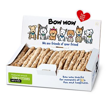 Bow Wow Recompense pentru caini natural sticks cu burta de vita, 50buc box