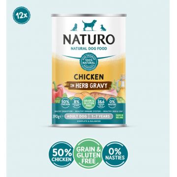 Conserva Naturo Adult cu Carne de Pui, Fructe si Legume in Sos cu Ierburi Aromatice 390g