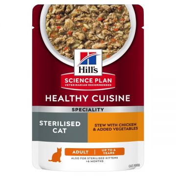 Hill's SP Feline Adult Sterilised Chicken & Vegetables Stew 80 g