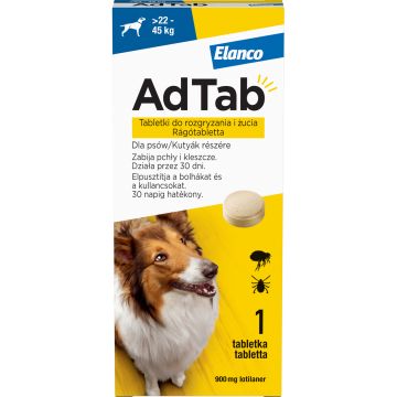 AdTab, Deparazitare externa pentru caini 22-45 kg, comprimate masticabile, 1 X 900 mg