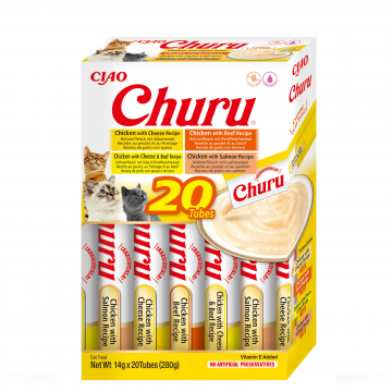 Churu Cat Varieties Recompense Cremoase cu Pui si Vita 20 Buc