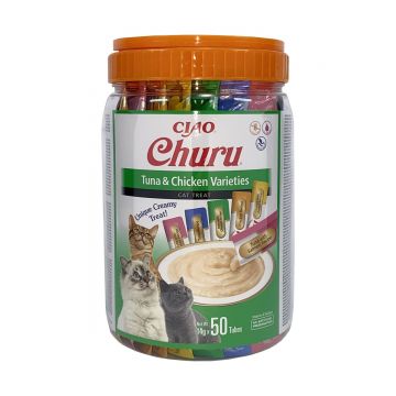 Churu Cat Varieties Recompense Cremoase cu Ton si Pui 50 buc