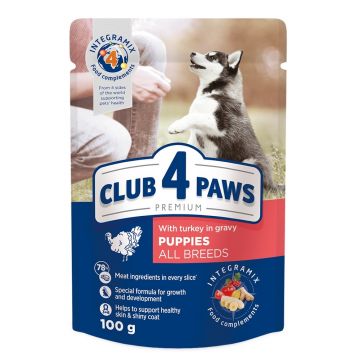 Club 4 Paws Puppy - Hrana umeda premium - Curcan - 100g