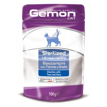 Gemon Chunkies Sterilised Cat - Hrana umeda completa - Ton si Dorada - 100g