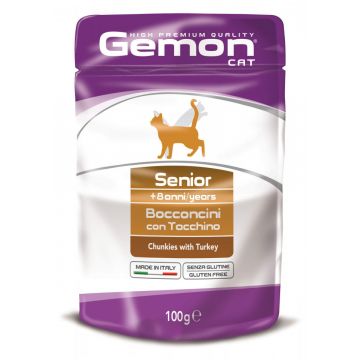 Gemon Senior Chunkies Cat - Hrana umeda completa - Curcan - 100g