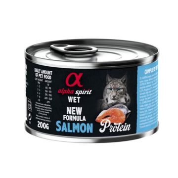 Hrană umedă Premium pentru pisică Alpha Spirit, cu somon și legume, 200 g