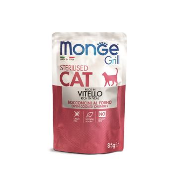 Monge Grill Chunkies Sterilised Cat - Hrana umeda super-premium - Vitel - 85g