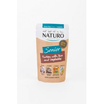 Pouch Naturo Senior cu Carne de Curcan, Orez si Legume 150 Gr